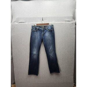 Lucky Brand Womens Ashford Classic Rider Jeans Size 12 Blue Mid-Rise Embroidered